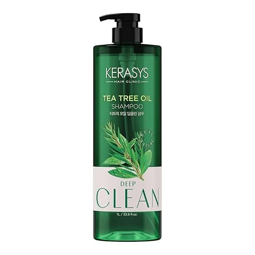 Kerasys Aceite de árbol de té Real Nature para cabello graso y cuero cabelludo 33.8 fl oz  1 litro (champú, 1 paquete)