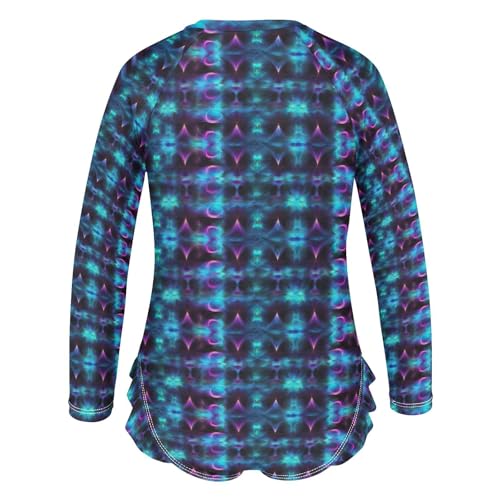 Y2k Blue Purple Girls Long Sleeve Swimsuit UPF 50+ Rashguard Swimwear One Piece Bathing Suit for 3-12 212175872