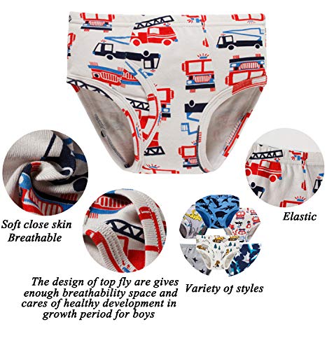 image for Boboking Little Boys Briefs Dinosaur Truck Toddler Kids Underwear (Pac