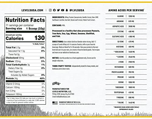 Levels Grass Fed 100% Whey Protein, No GMOs, Vanilla Bean, 5LB - Image 4