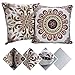 EKULÀ Federe Copricuscino Arredo Divano 45 x 45 cm 2 Pezzi Cotone Morbido Ricamo Colorato Motivi in Rilievo Elegante Cerniera Invisibile