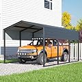 10x15FT Heavy Duty Carport,Metal Car Port with Reinforced All-Metal Frame,Galvanized Steel Outdoor Garage for Snow,Waterproof Car Shelter for Pickup, Boat,Car,Tractors