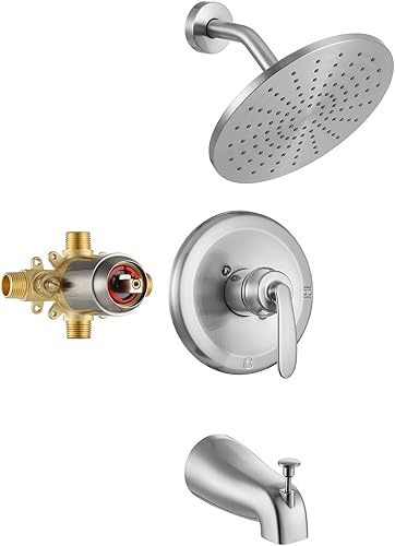 PARLOS Grifo de ducha con válvula kit de molduras de ducha de una sola manija con cabezal de ducha de lluvia juego de grifos de ducha montados en la