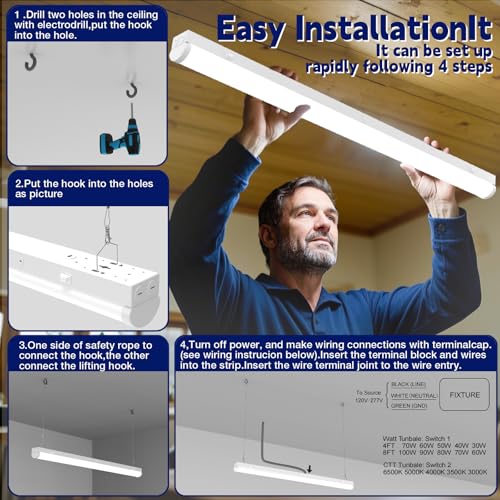 Luz lineal LED 8FT, pack 6, 60W/70W/80W ajustable miniatura 7