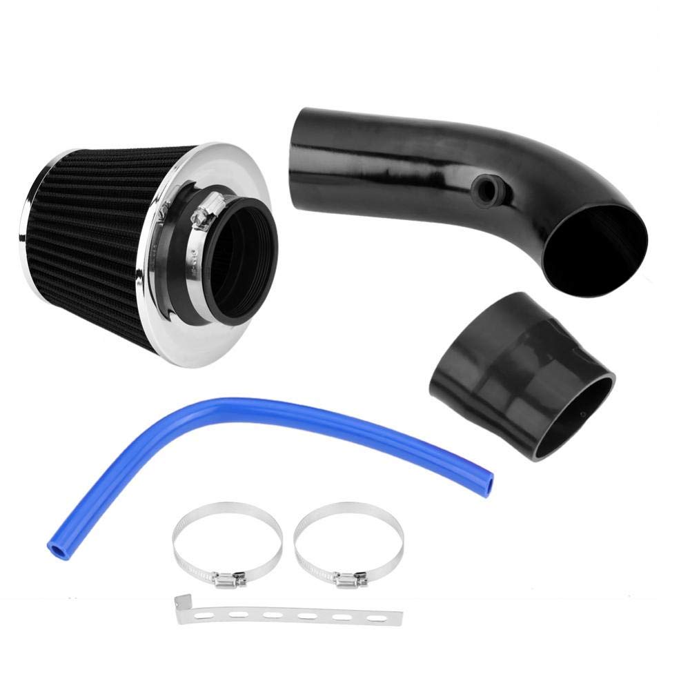 Filtro di aspirazione dell'aria fredda,76 MM kit auto universale alluminio tubo di aspirazione dell' aria Filtri dell'aria dell'automobile (nero)