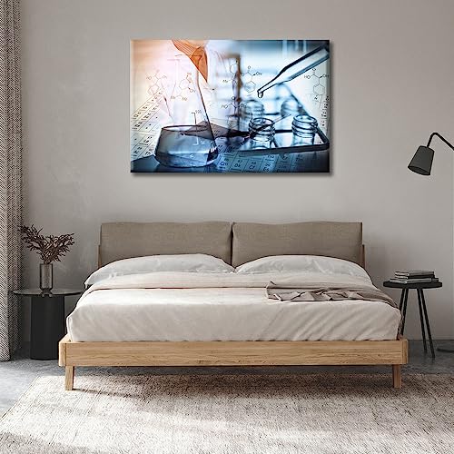 Image of TUMOVO Clinical Laboratoryr Modern Artwork Wall Decor 1 Panel Poster Reagent is Dripped Into the Test Tube Pictures Bathroom Decor Wall Art Print on Canvas Framed Ready to Hang, 24 inch Wx36 H