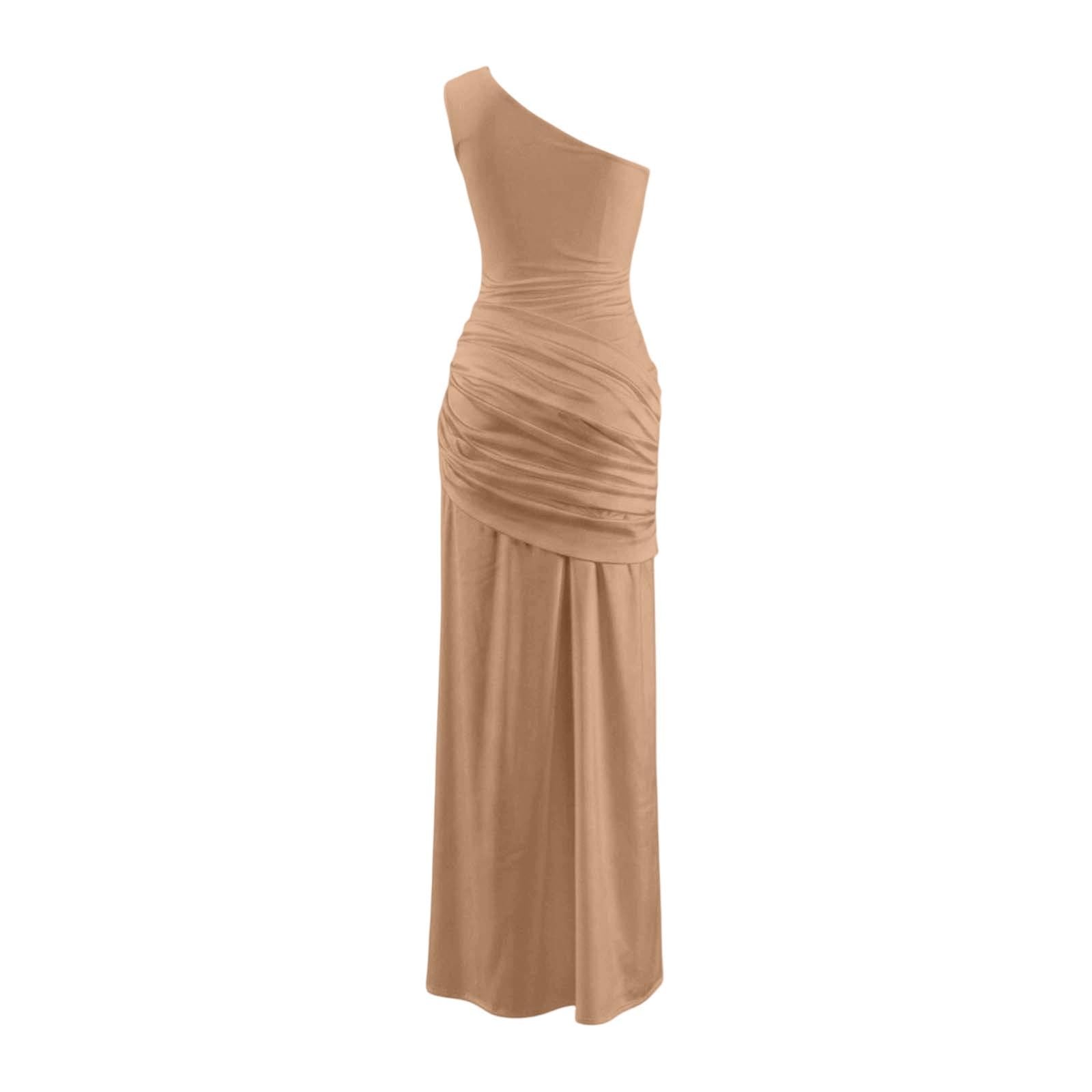 Generisch Vestido de noche para mujer, vestido largo de satén, sin tirantes, elegante, vestido de dama de honor, vestido de boda, vestido de cóctel, vestido maxi de espalda descubierta, fiesta