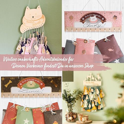 Papierdrachen Katzen Adventskalender 2025 - Papiertüten zum Befüllen - in 4 Designs - mit Stickern - DIY-Geschenkidee - Haustier - inkl. Aufhängung