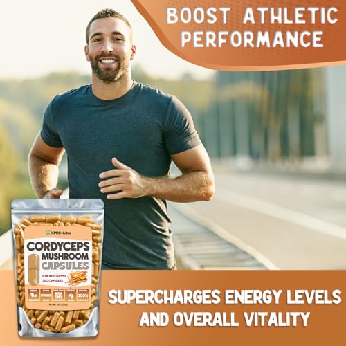Image of XPRS Nutra Cordyceps Mushroom Powder Capsules - 180 Count (90 Day Supply) - Premium Cordyceps Mushroom Capsules Made from Real Mushrooms (Cordyceps) for Stamina and Performance