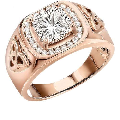 Men’s 925 Sterling Silver 8MM Cushion Cut Gemstone Ring with Moissanite Accents | Classic Men’s Statement Ring | Available in Size 4-163