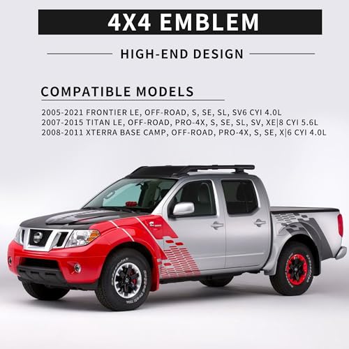 Image of CONGCONG Matte Black 4X4 Rear Tail Gate Emblem 93495-EA80A,Fit for Nissan 2007-2015 Titan / 2005-2021 Frontier /2008-2011 Xterra.(Matte Black)