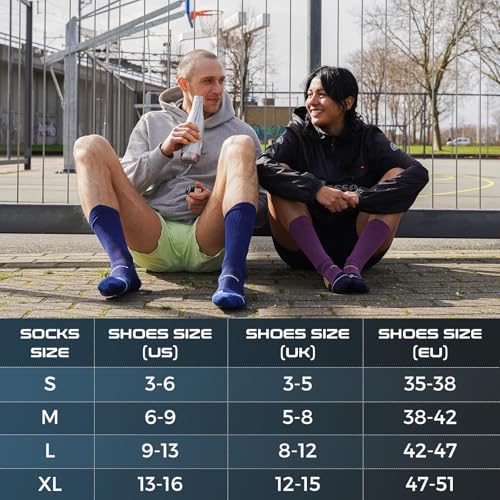 Image of Compression Running Socks 3 Pairs, Cushion Crew Socks, Anti-Blister Moisture Wicking Athletic Hiking Basketball Socks