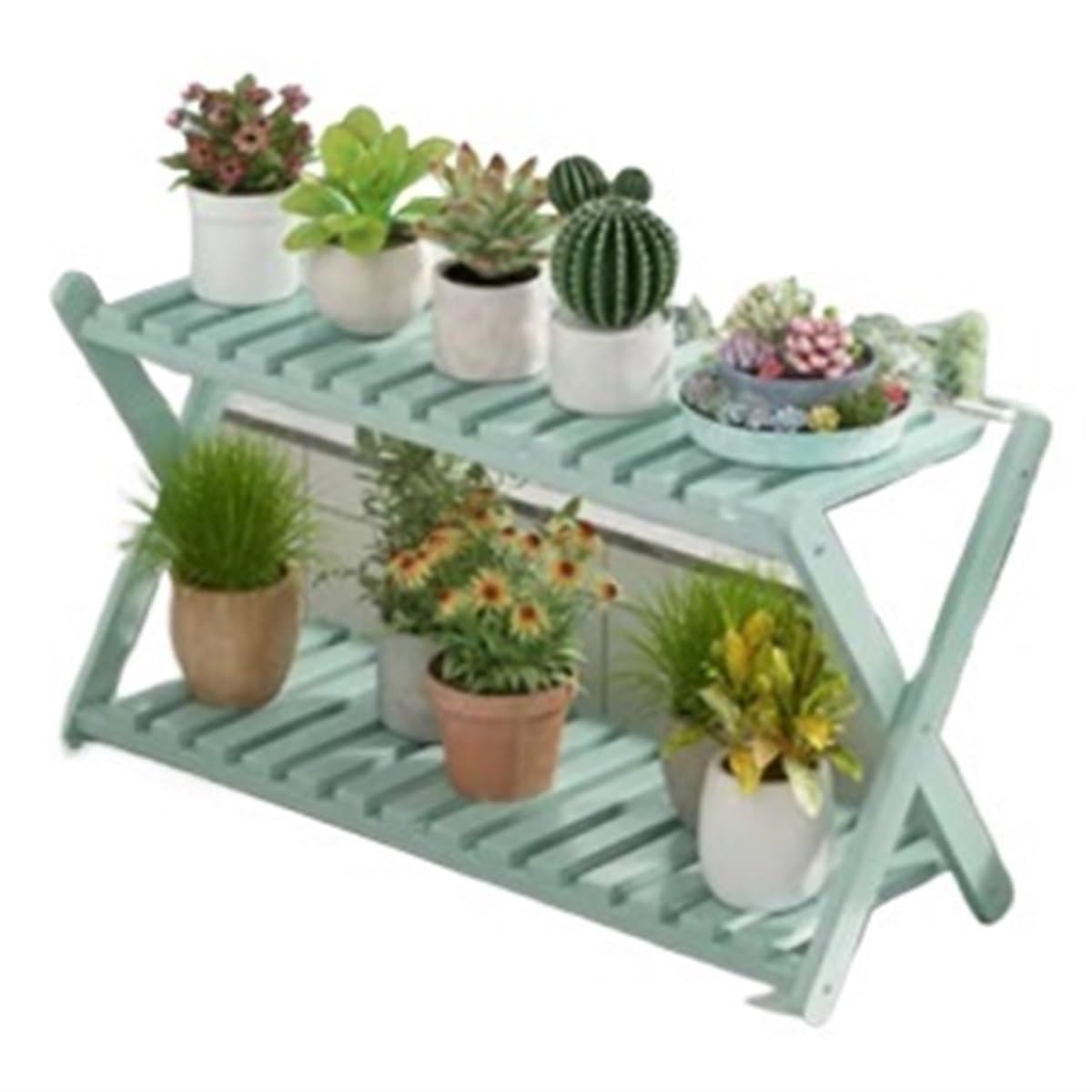 MHbdfsxz Plant Shelf For Multiple Plants Multifunctional Plant Rack Flower Double-layer Balcony Potted Pot Flower Stand For Patio(C)