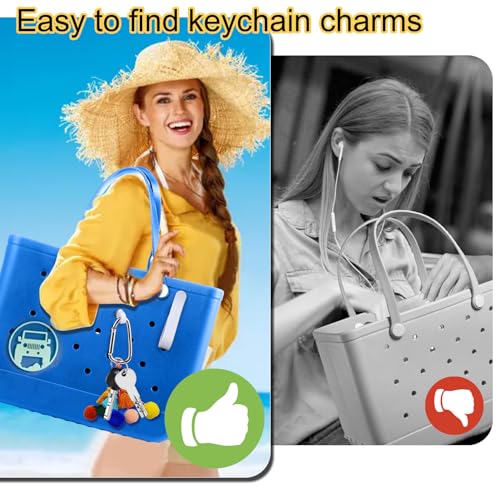 Image of Mity rain Key Holder for Bogg Bag, Accessories for Bogg Bags Original X Large, Insert Charm Carabiner Keychain for Beach Bag