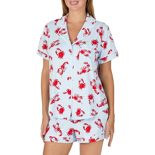 Image of kate spade new york Short Sleeve Brushed Jersey Notch Boxer Pajama Set