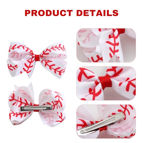 Pinzas de cabello lazo de béisbol 4 unidades 4 pulgadas miniatura 2
