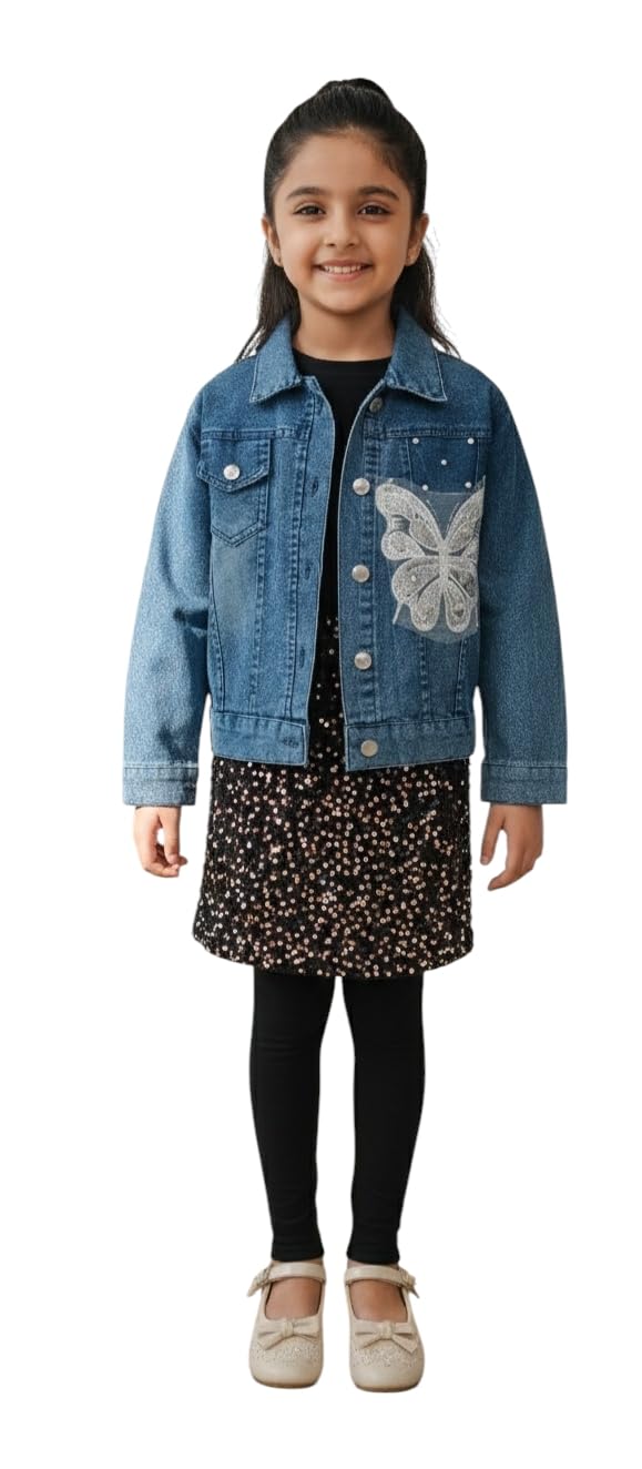 Aarika Girls Blue Colour Self Design Denim Jacket - Review, Price and Buying Guide