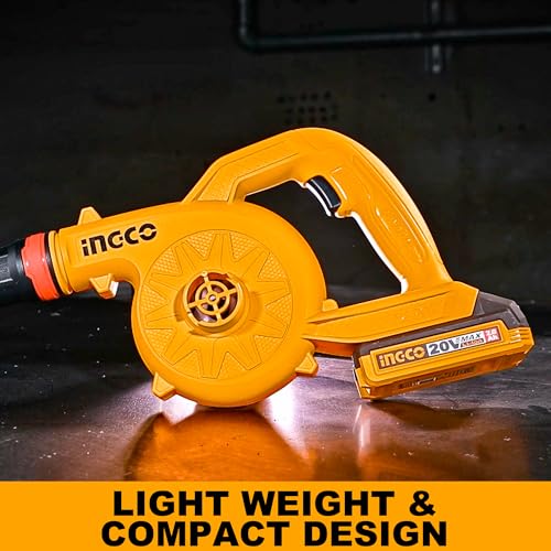 Image of INGCO 20V Cordless Blower, 18000RPM, Max Air Volume 2.7m /min, with 1Pcs 2.0Ah Battery and 1Pcs Charger