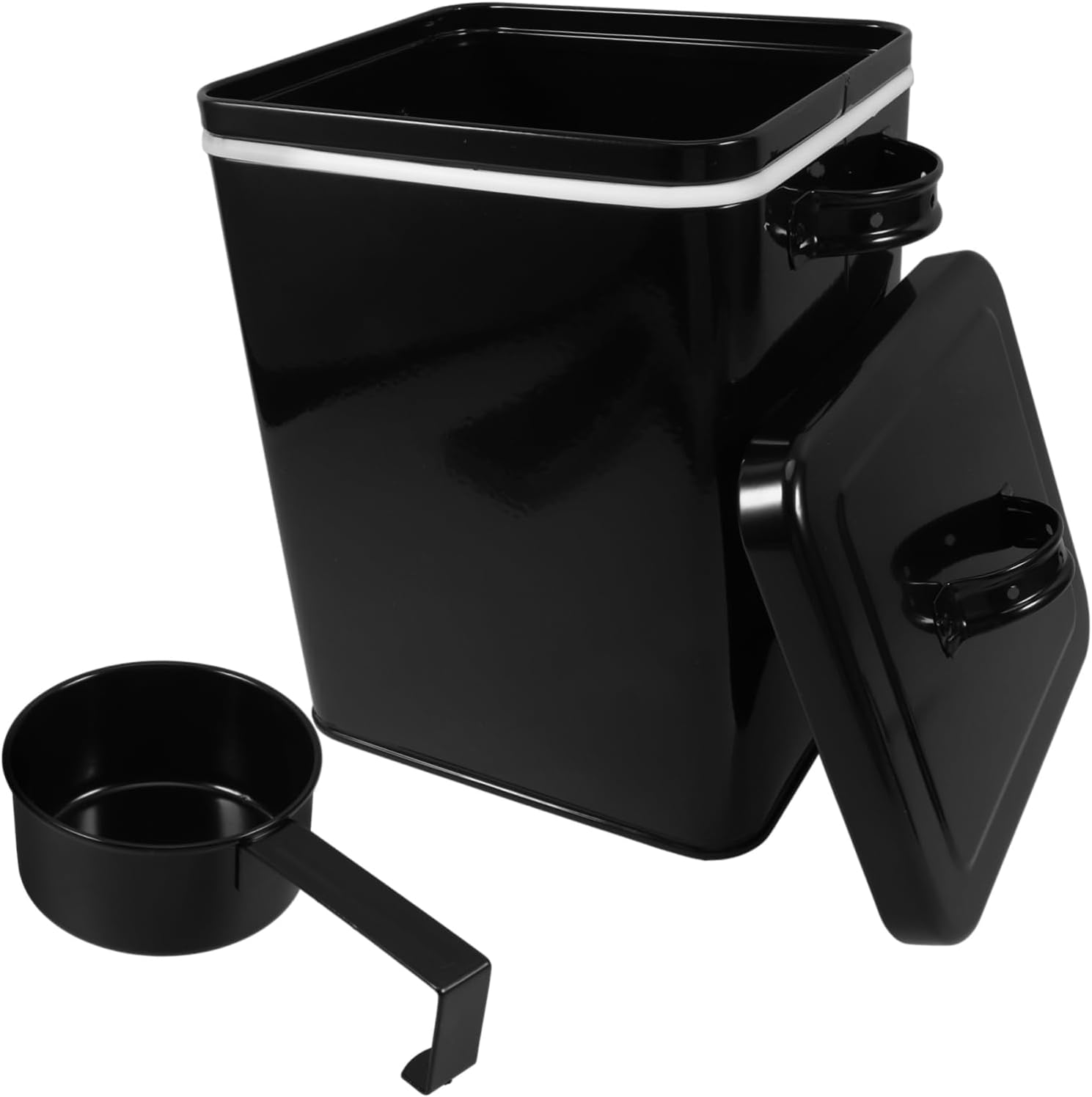 Metal Storage Jars for Rice Flour Airtight Food Storage Buckets Spoon Snack Basket for Kitchen Organization