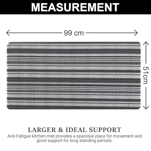 Image of Luxe Home Cuba PVC Door Mats Loop Utillity Anti Fatigue - Stripe Blue - Cushioned, Non Slip, Washable - Indoor Outdoor Mats for Home, Kitchen, Garage More (51x99 cm)
