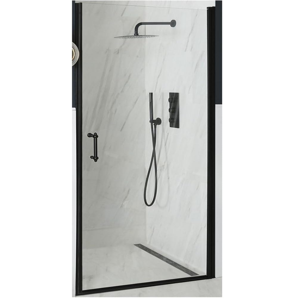 Milano Black Langley Single Hinged Frameless Shower Door - 700Mm