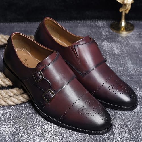 Image of LOUIS STITCH Formal Shoes for Men | Italian Leather Double Monk Strap Handcrafted Shoes | Stylish Lace-Up Business, Formal, Shoes (LSEUWEDMRW)