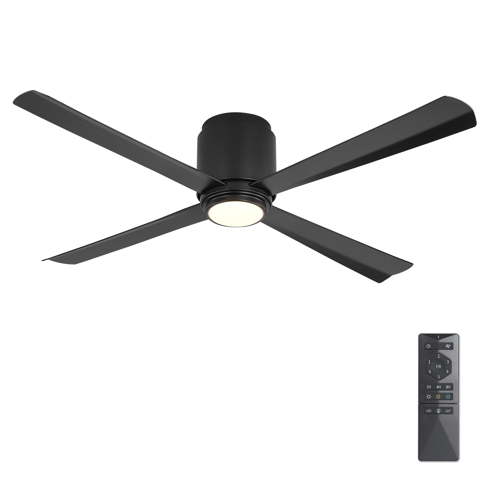 WINGBO 54 Inch Wet-Rated Ceiling Fan with Dimmable Light, 4 ABS Blades,