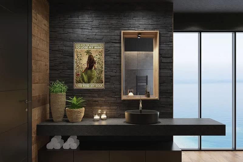 Miniatura 6 de Letrero de metal vintage con texto en inglés And Into The Garden I Go to Lose My Mind and Find My Soul Retro Tin Sign Hippie Girl Garden Poster