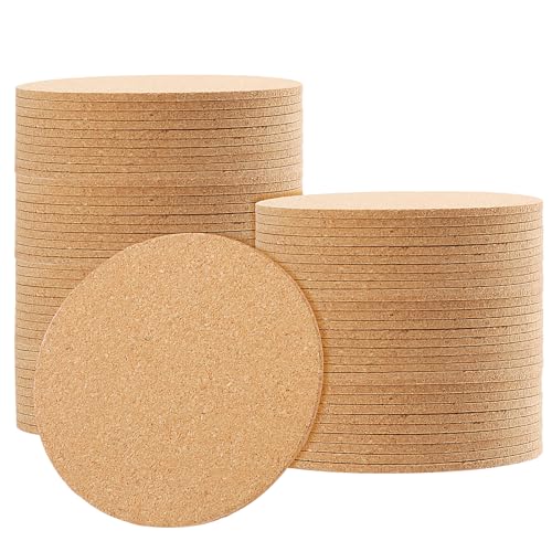 SEUICYNE Set of 70 Cork Coasters, 10 cm x 3 mm, Round Pot Coasters, Glass Coasters, Glasses, Cork Coasters for Restaurant, Home, Bar, Office