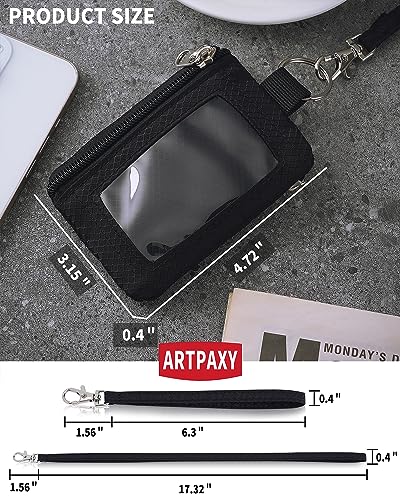 Minimalist Wallet For Mens Womens, Keychain RFID Blocking Zipper Small Wallet with ID Window 2 Lanyards,Water Resistant Travel Cash Card Coin Case Boys Girls3