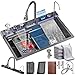 Produktbild Schwarzes Küchenspüle 1 Multifunktion Waschbecken, Kitchen Sink Modern Edelstahl Küchenspüle Wasserfall mit Entwässerungskomponente, Schneidebrett, Seifenspender, Anleitung (80 x 45 x 22cm