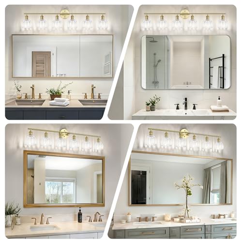 Image of Vintage Bathroom Light fixtures, Gold Vanity Lights, ETL Certified