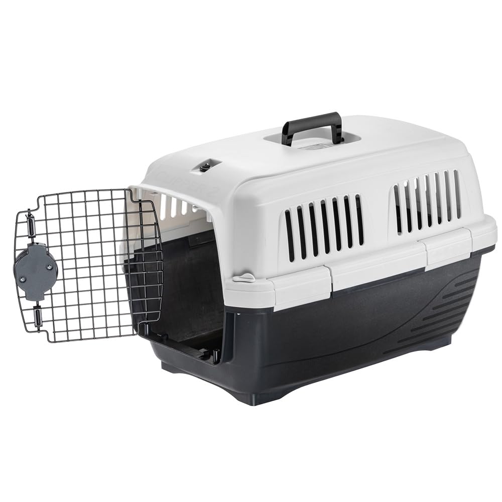 Ferplast Transportín Gato Clipper 2, IATA, Transportín Perro Pequeño y Gatos de hasta 8 Kg, Transportín Rígido, Viaje Mascotas Coche Avión Tren, 57 x 37 x h 36 cm, Puerta de Acero, Cierre Seguro