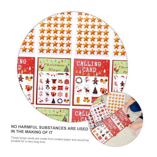 DRESSOOS Famille 37 Pièces Bingo de Noël Bingo Enfant Jeu de Noel Jeu de Noël Jeu de Papier Bingo Loto de noël Cartes de Jeu Carte de Bingo Carte de Jeu Ensemble de Jeu bourrage Papier – Image 8