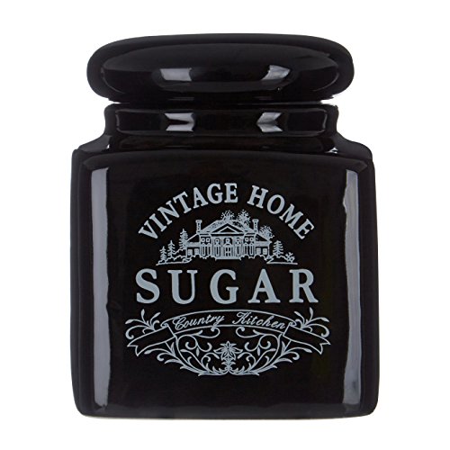 Image of Premier Housewares Vintage Home Sugar Canister - Black,H14 x W11 x D11cm
