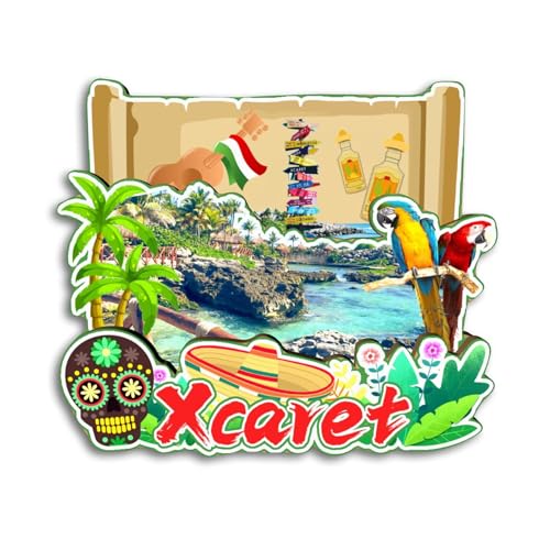 Imán decorativo redondo Xcaret México miniatura 1