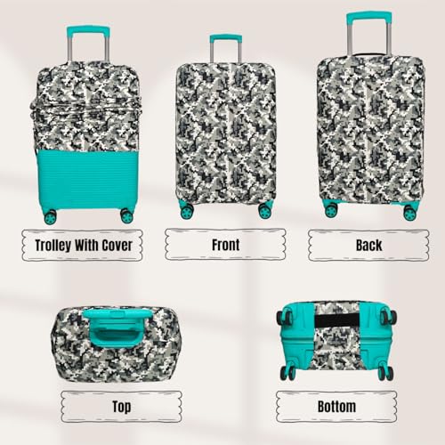 Image of Army Printed Luggage Cover for Traveling Bag & Suitcase - Stretchable & Scratchproof Trolley Protector with Velcro Lock & Lightweight Washable Material(Suitcase Not Included, Only Cover in Product)