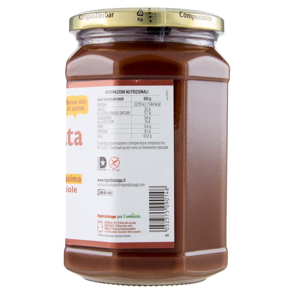Rigoni di Asiago Nocciolata, Nuss Nougat Creme, Haselnusscreme ohne Palmöl | Nuss Nougat Creme ohne Palmöl | Brotaufstrich 12 x 650g + Beni Culinari Kostenloser Schlüsselanhänger