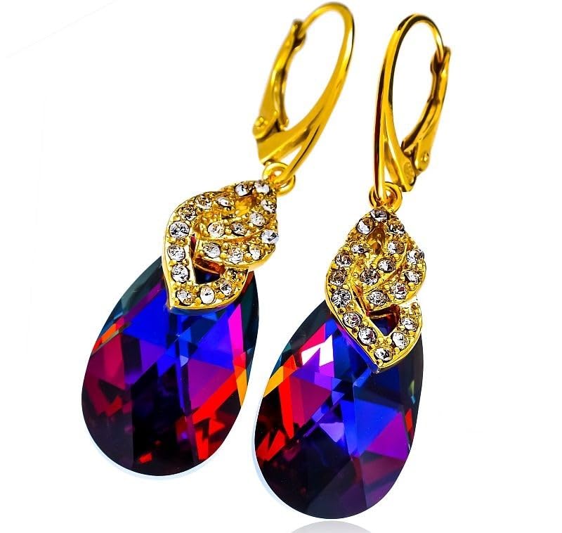 Boucles d'oreilles argent plaqué or anti-allergie cristaux scintillants