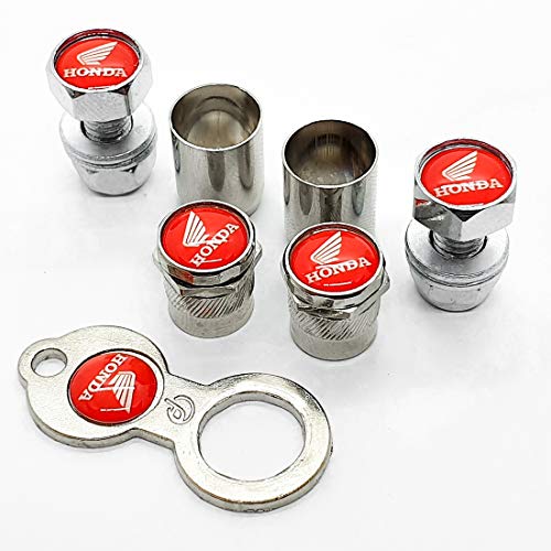 KIT Parafuso De Placa + Bico Antifurto Capa Cromado - MOTO HONDA VERMELHO