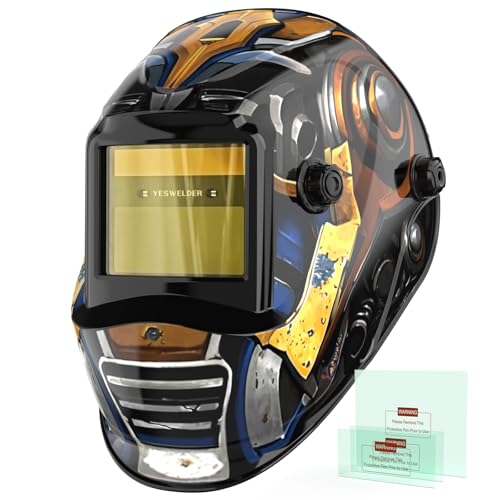 Image of YESWELDER Auto Darkening Welding Helmet, Blue Light Blocking, 1 /1 /1 /1 True Color Solar Powered Welding Hood with 2 Arc Sensors, Wide Shade 3.5 /9-13 Welder Mask for TIG MIG ARC and Grind