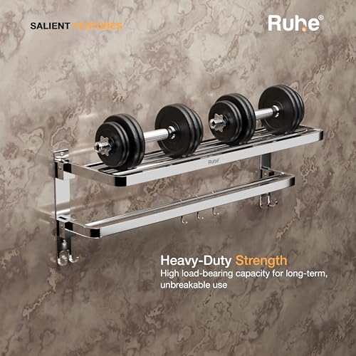 Image of Ruhe Dual Folding Towel Rack | Premium Grade Stainless Steel Dual Folding Towel Rack /Towel Holder /Towel Stand /Accessories for Bathroom and Kitchen | (24 Inches)