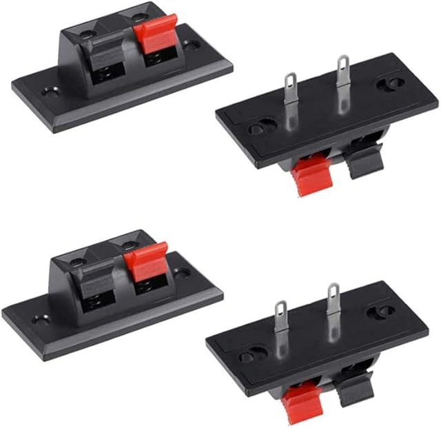 2 Way Stereo Speaker Loudspeaker Push Button Connector Terminal Strip Block Spring Clips Jointing Clamp Test Clip Push Release Connector 4-Pack