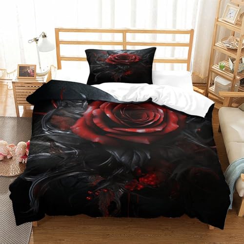 Housse de couette 135x200 microfibre 3D roses imprimées - 4