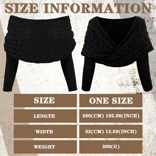 Image of Geyoga 2 Pcs Scarf with Sleeves for Women Knitted Wrap Sweater Scarf with Sleeves Shrugs for Women Wrap Shawl
