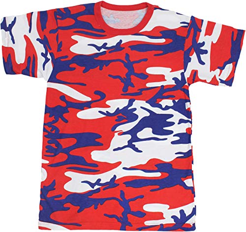 Army Universe Red White Blue USA Camouflage Short Sleeve T-Shirt + Pin - Size 3X-Large (53"-57")