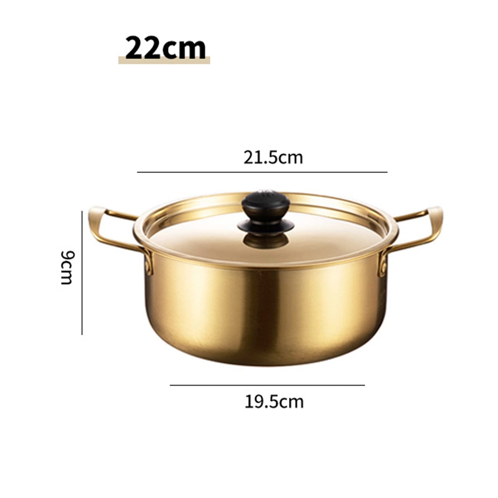 THEGA Koreanischer Ramen-Topf - Traditioneller Ramen-Instant-Topf Aus Aluminium, Instant-Nudeltopf Für Eine Person, Internet-Promi-Ramen-Topf, Ideal Für Suppen, Currys, Pasta, Eintöpfe (Size : 22cm)