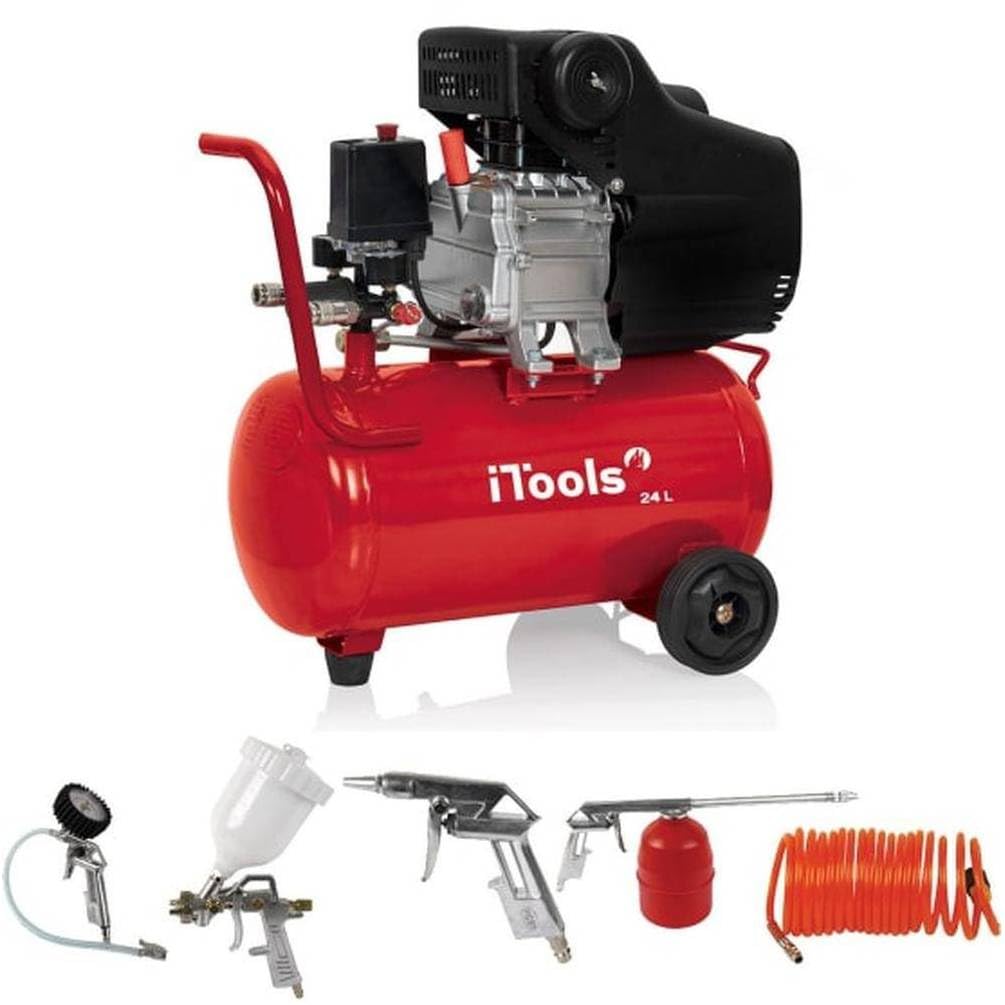 D-Work - Compressore elettrico 2 CV 24 l, potente e compatto, ideale per lavori pneumatici