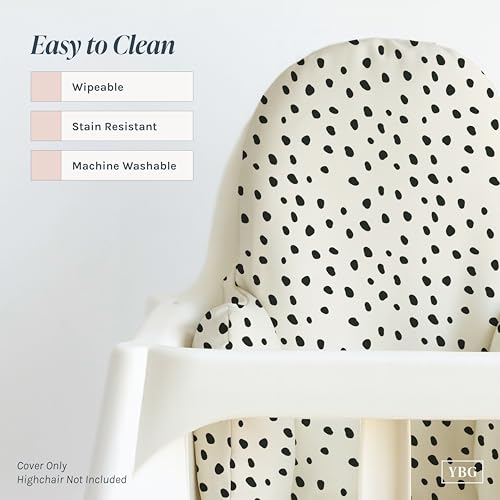 Image of Yeah Baby Goods Wipeable Cushion Cover (Black Beans Bone) - Compatible with The IKEA Antilop Highchair - Soft, Waterproof Baby High Chair Cover