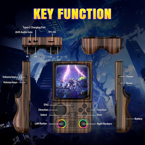 Image of R36T MAX Upgraded Retro Handheld Game Console with 4000mAh Battery, 4.0'' IPS Screen, Retro Gaming Console with Portable Case, Supports WiFi Networked Fighting and OTG(Wood Grain Coffee Brown)